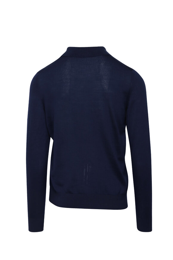 Colombo Dark Blue Cashmere Johnny Collar Sweater - view 2