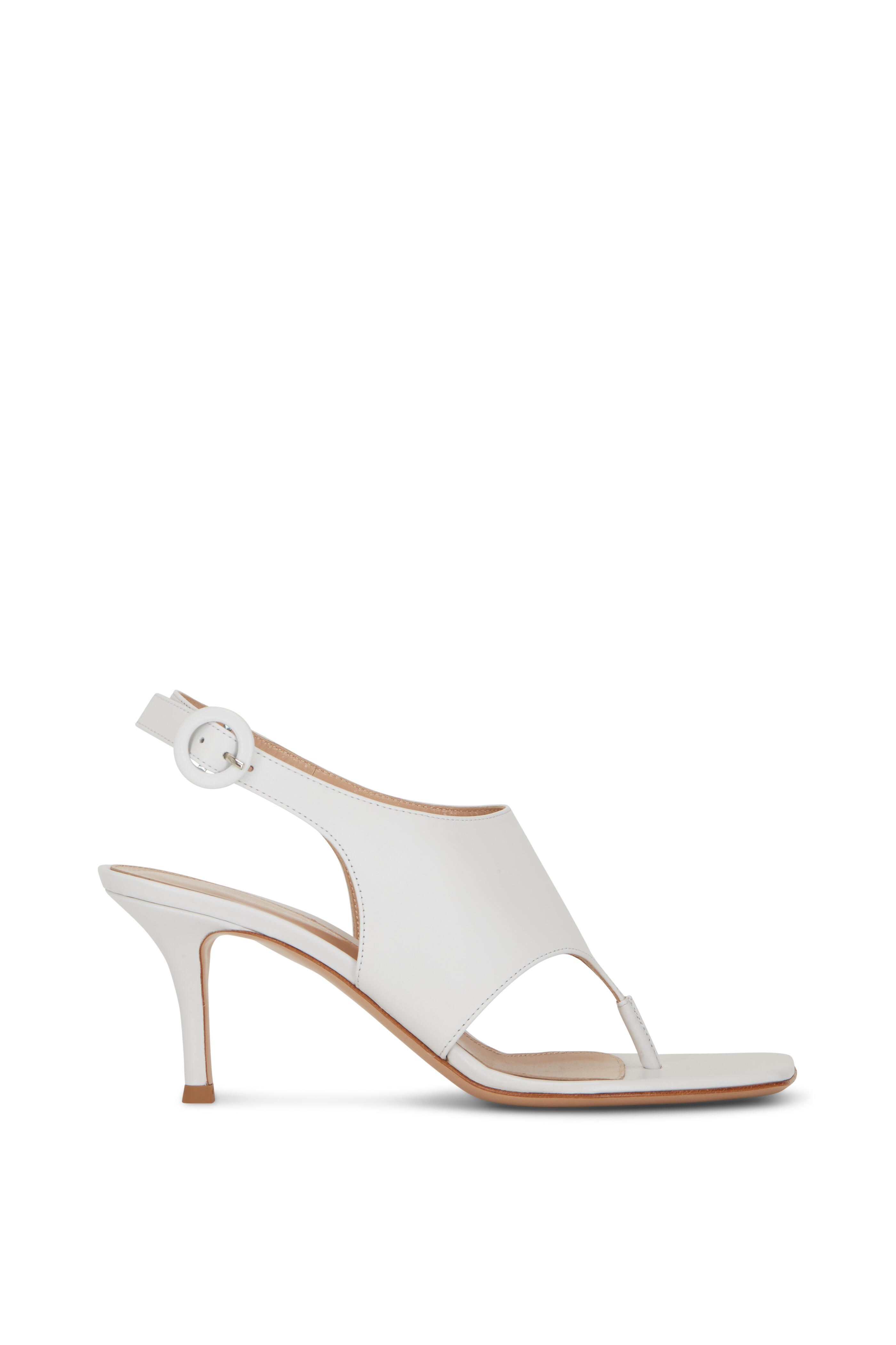 Gianvito Rossi - White Leather Square Toe Slingback Flip