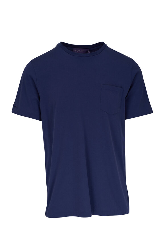 Ralph Lauren Purple Label Navy Cotton Pocket T-Shirt 