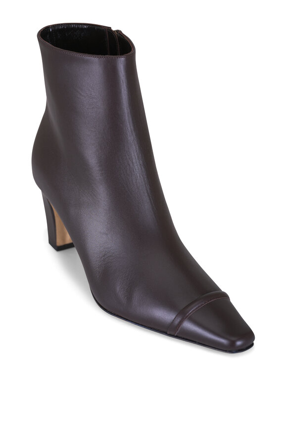 Manolo Blahnik Vivecal Dark Brown Leather Ankle Boot, 70mm - view 1