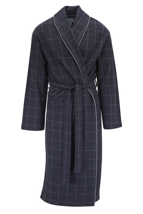 Majestic Navy & Gray Plaid Robe