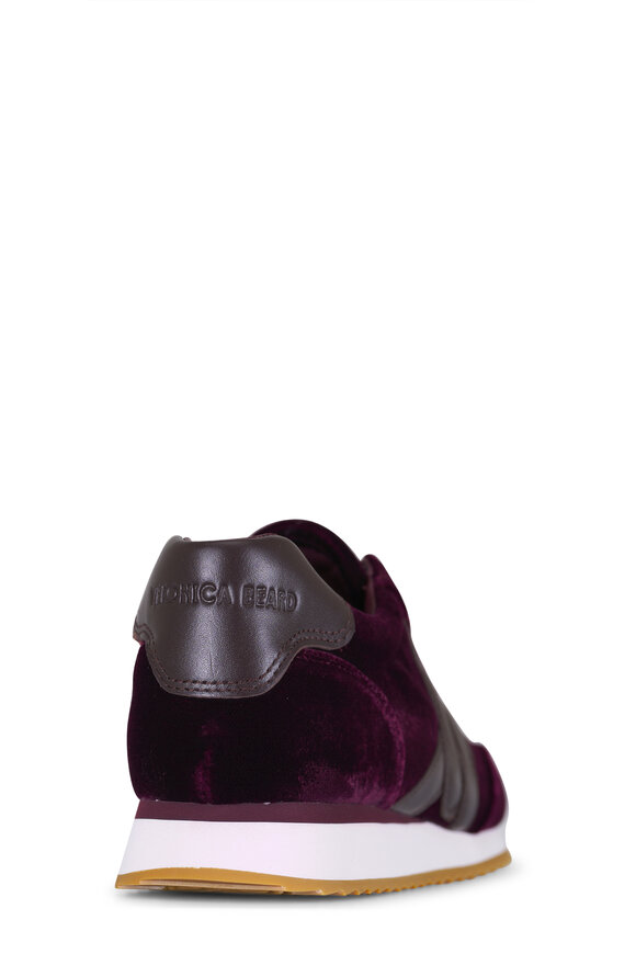 Veronica Beard Penrose Burgundy & Dark Brown Velvet Sneaker - view 3
