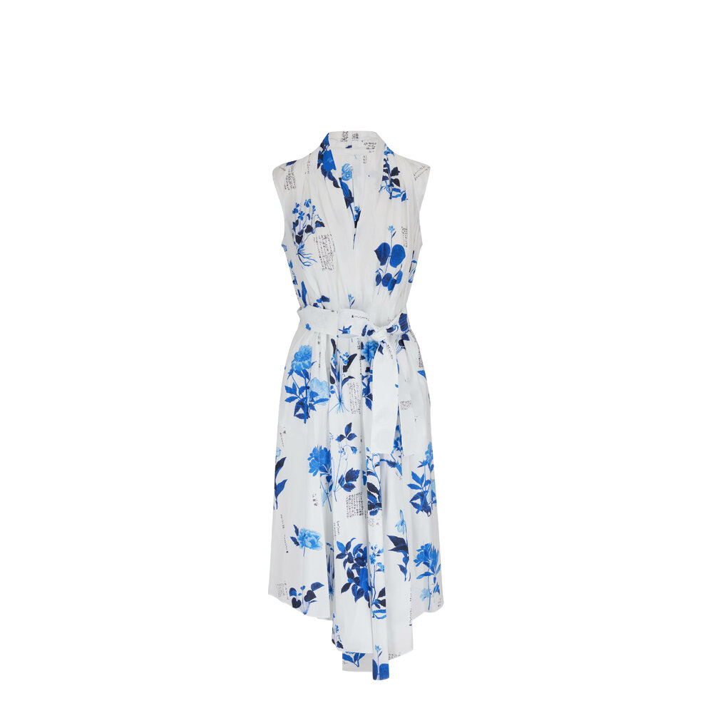 Adam Lippes - Cyan Multi Printed Poplin Dress | Mitchell Stores