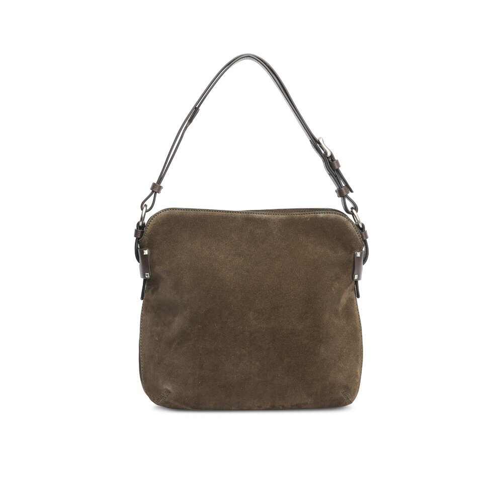 【お気にいる】 Brown & Green Olive - Governa Mauro Suede Bag Hobo バッグ