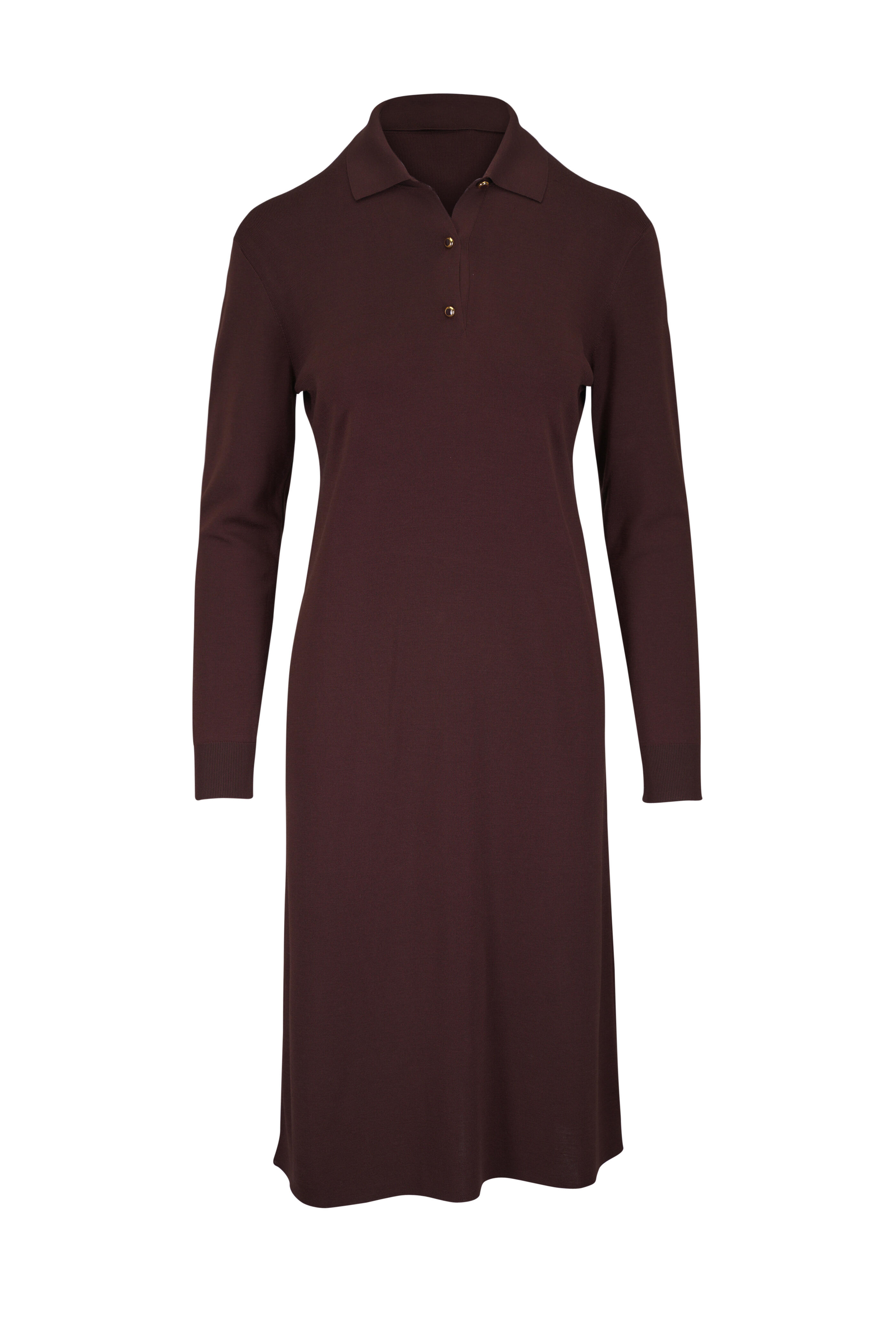 Loro Piana - Lyskamm Brown Silk Polo Dress | Mitchell Stores