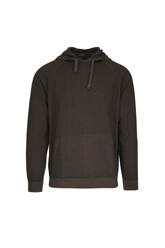 Tiki Olive Green Extrafine Merino Wool Hoodie - view 1