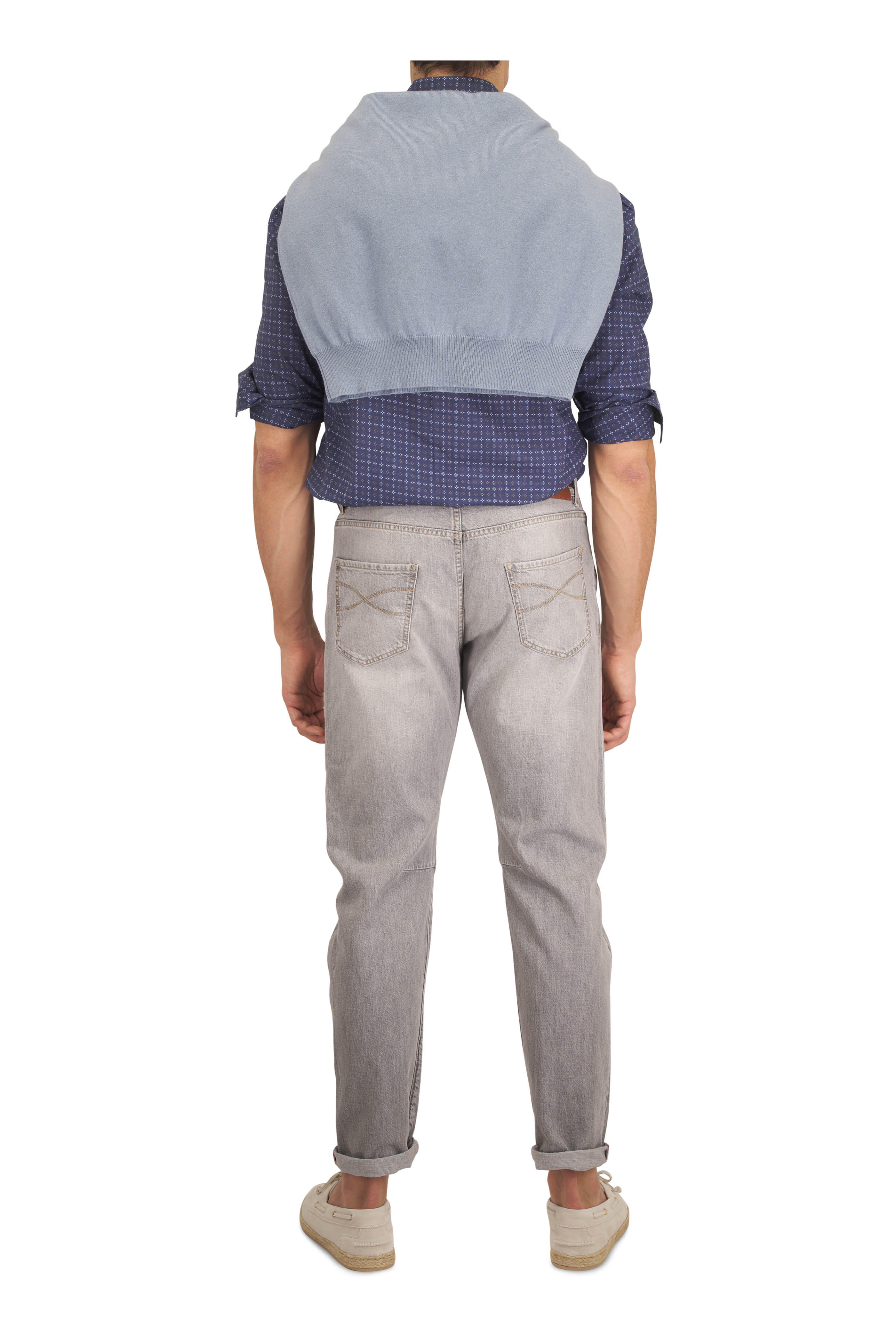 Brunello Cucinelli - Light Blue Cashmere Quarter Zip Sweater