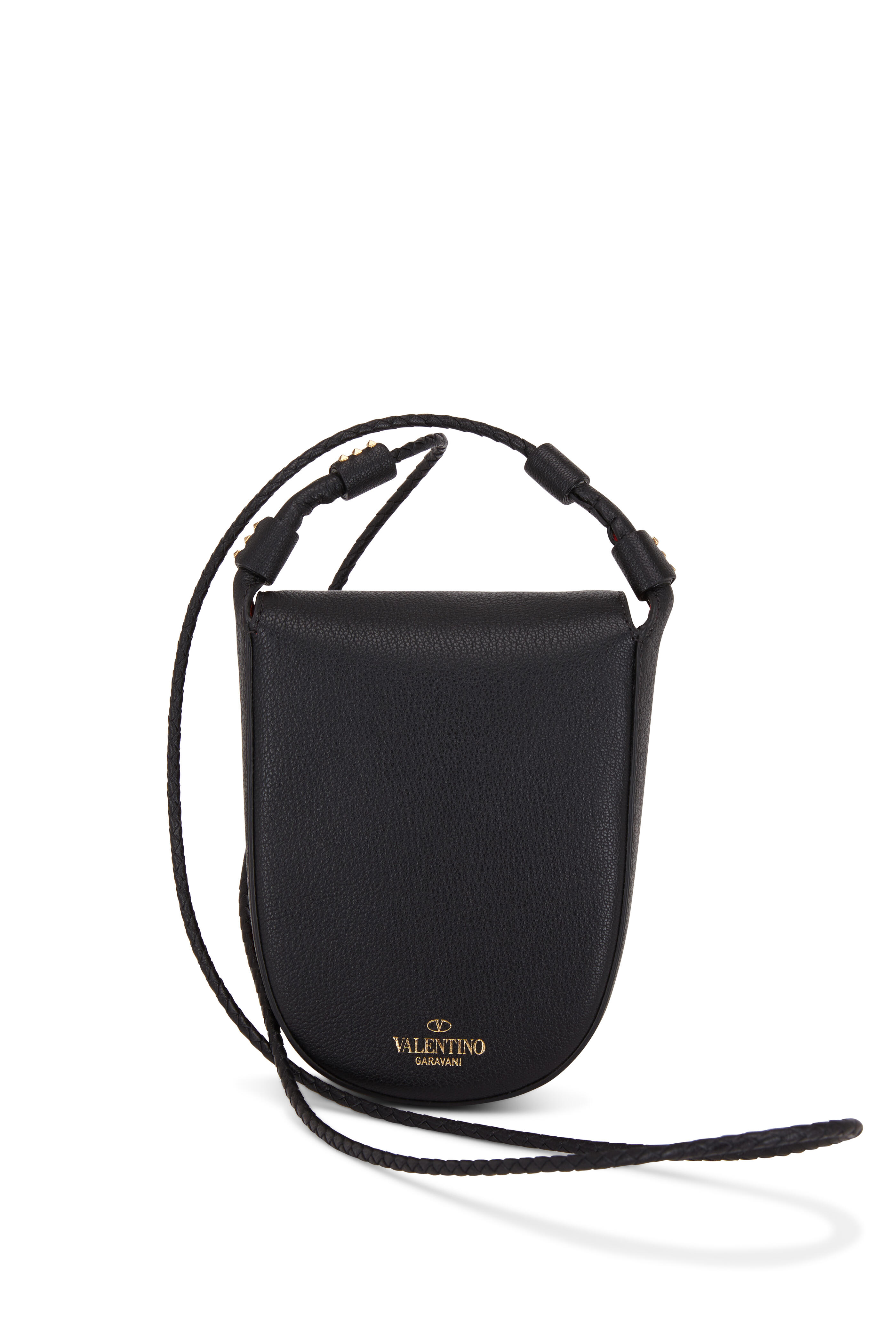 VALENTINO GARAVANI Pebbled Calfskin Small VRing Shoulder Bag Saddle Brown  1093369
