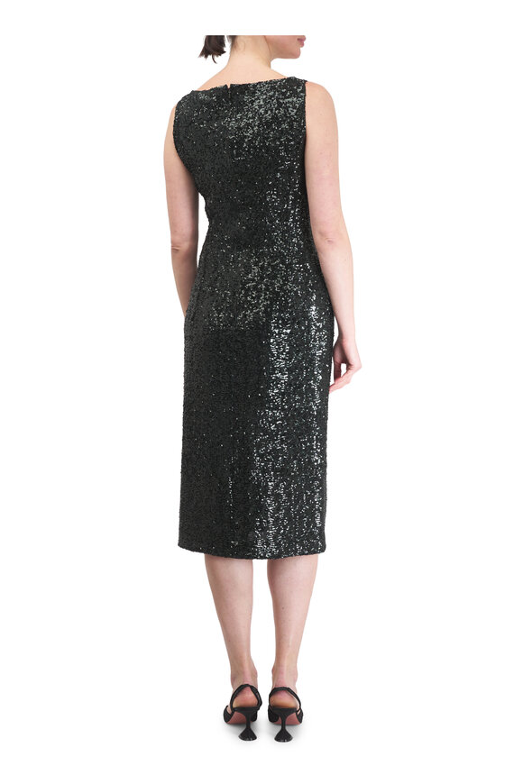 Michael Kors Collection Bottle Green Sequin V-Neck Midi Dress - view 4