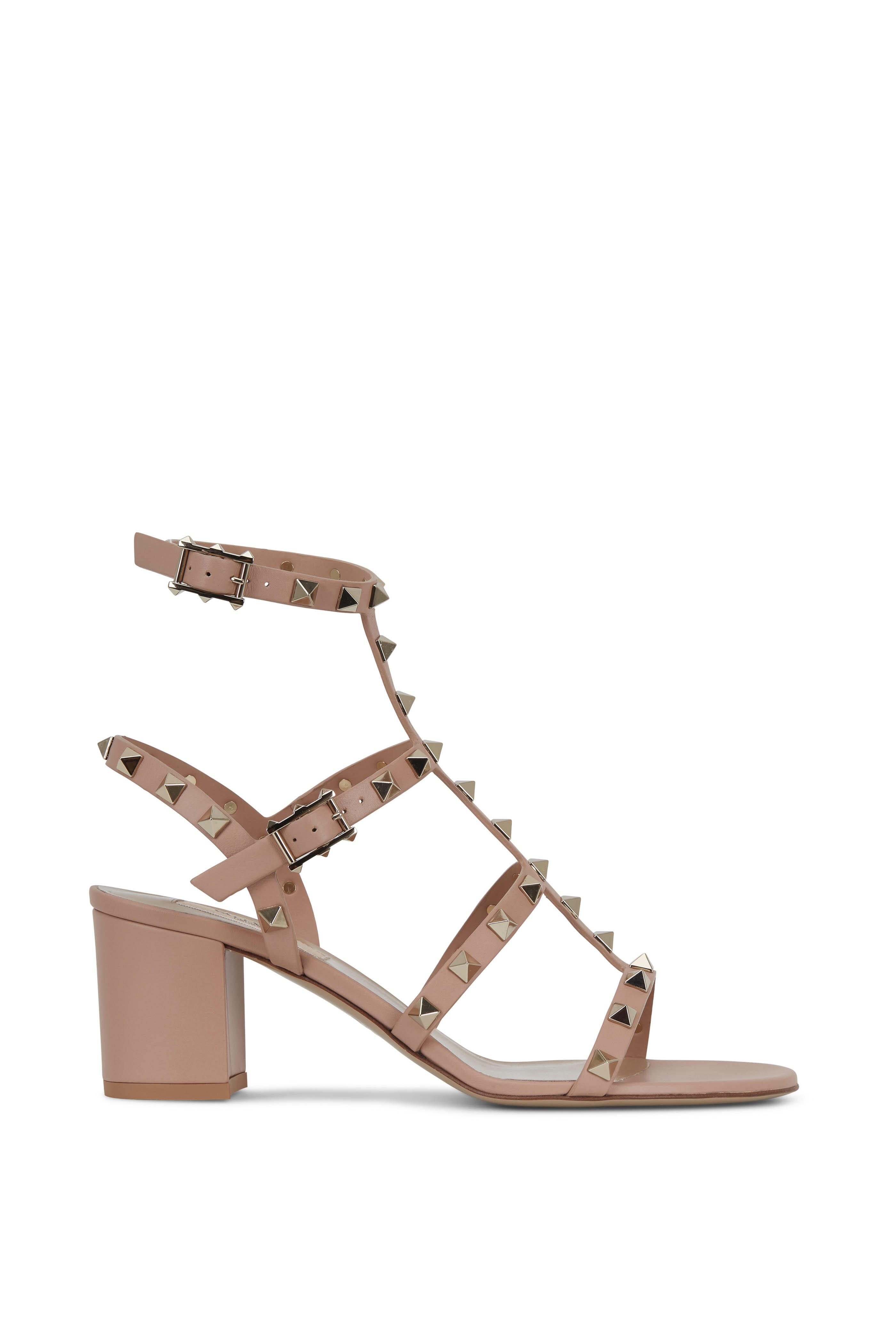 Valentino Garavani - Rockstud Rose Leather T-Strap Sandal, 60mm