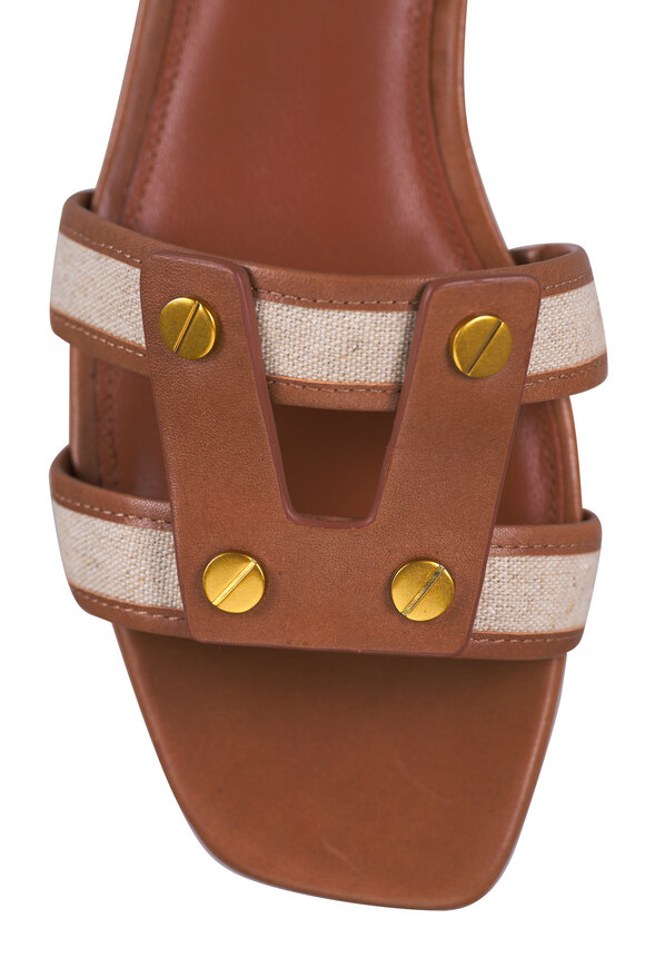 Veronica Beard Via Honey Leather & Fabric Slide - view 6