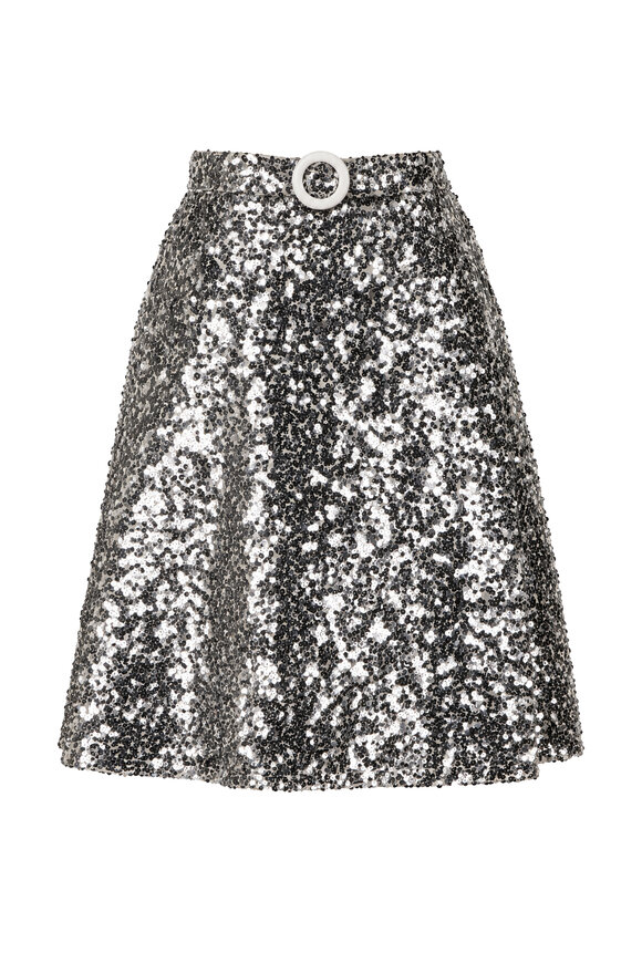 Edeline Lee Crusader Siver Sequin Belted Skirt - view 1