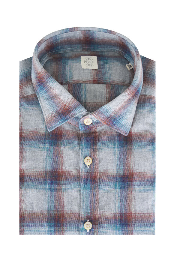 GMF Gray Multicolor Check Cotton Sport Shirt - view 1