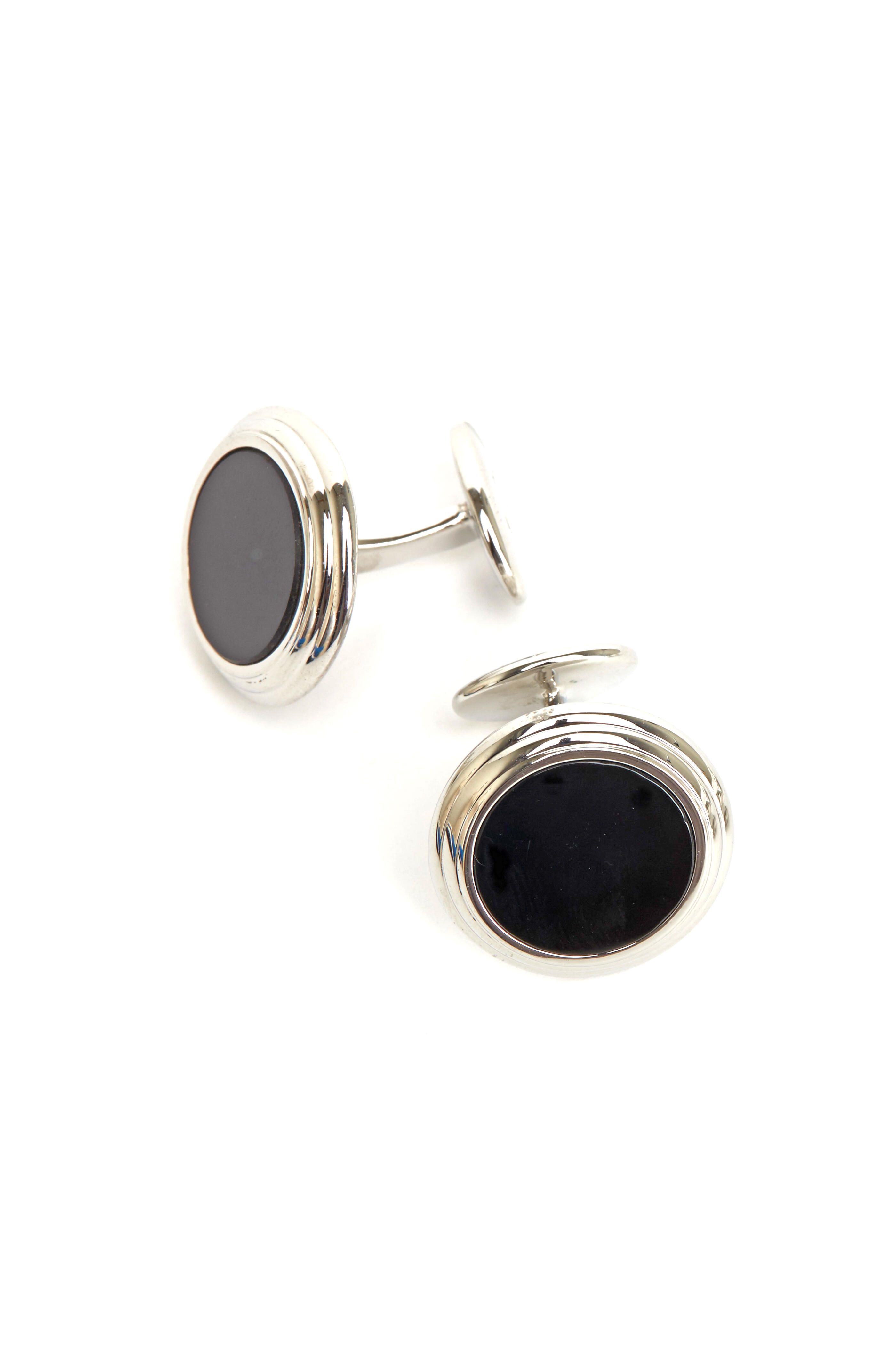 thumbnail image 2 of Men's Black & Silver Tuxedo Studs And Cufflinks Set - Stainless Steel Formal Shirt Buttons With Gift Box 2 of 9