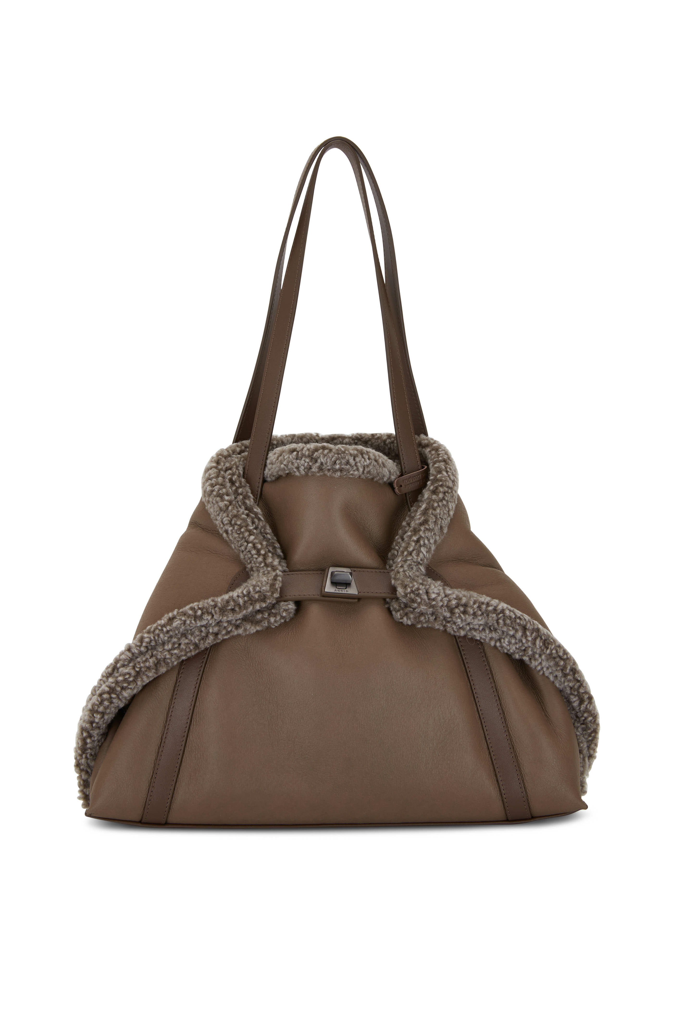 Akris - Ai Taupe Suede Reversible Small Shoulder Bag
