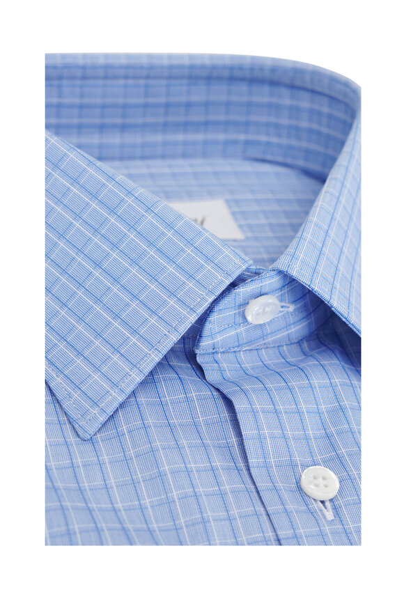 Brioni - Blue Check Cotton Dress Shirt