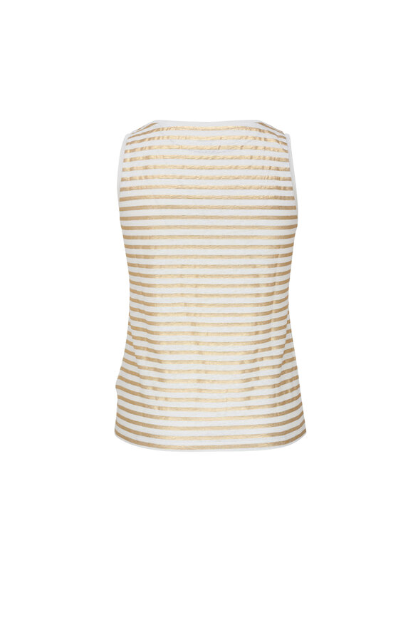 Majestic - Gold Metallic Striped Scoop Neck Tank Top