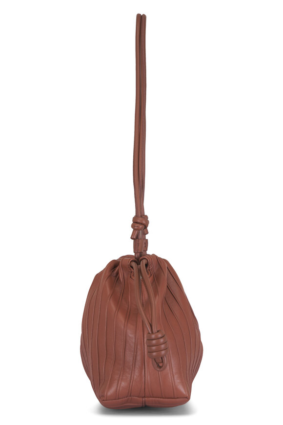 Loewe Medium Flamenco Pecan Pleated Leather Clutch - view 3