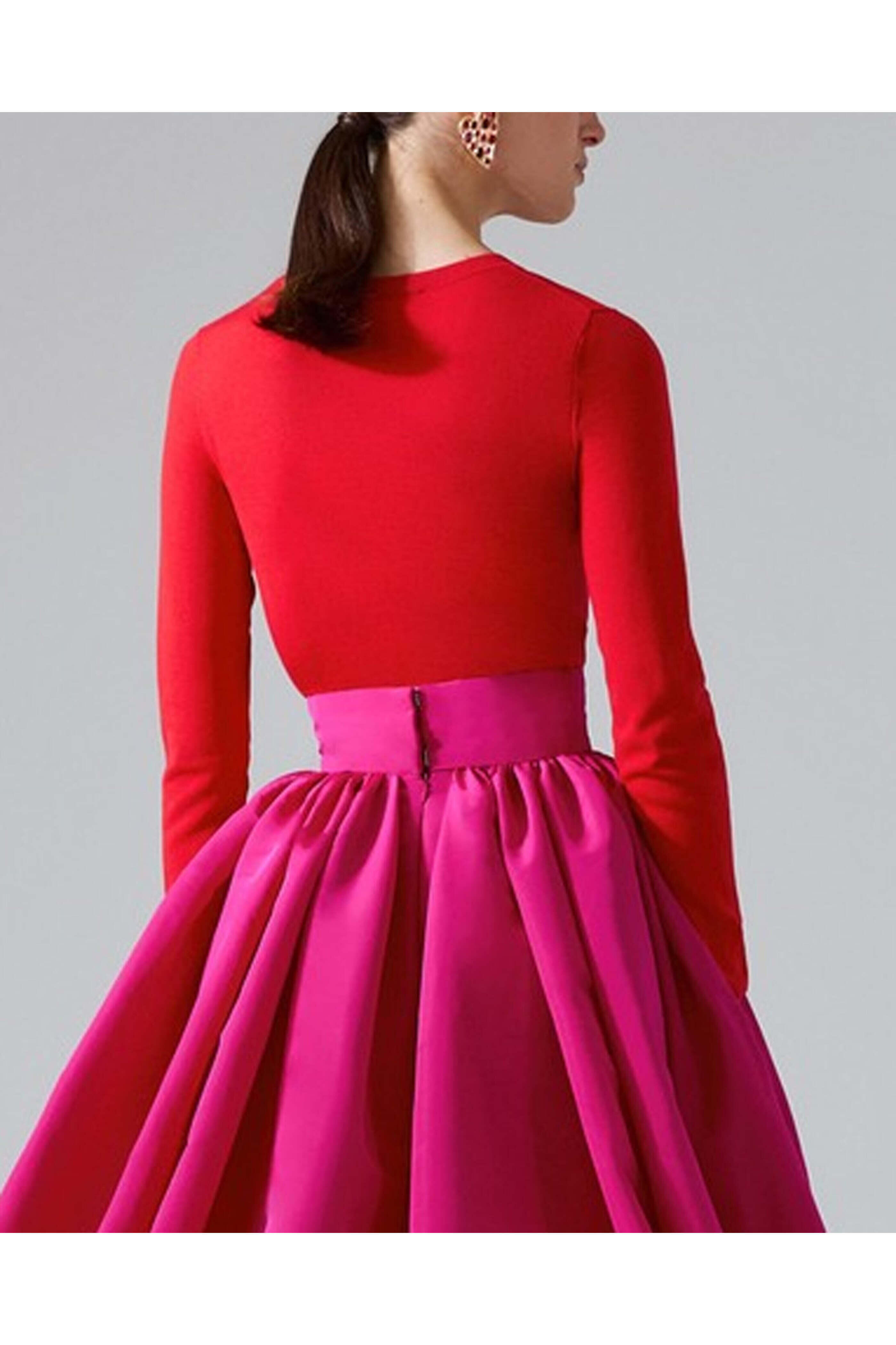 Carolina Herrera - Red Intarsia Heart Crewneck Sweater