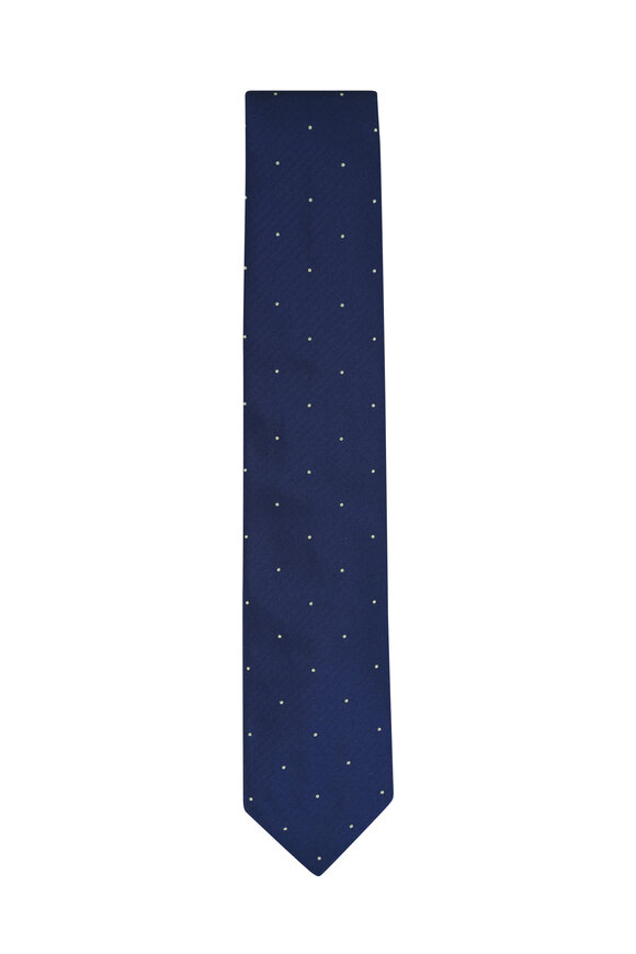 Brioni Midnight Micro Motif Jacquard Silk Necktie