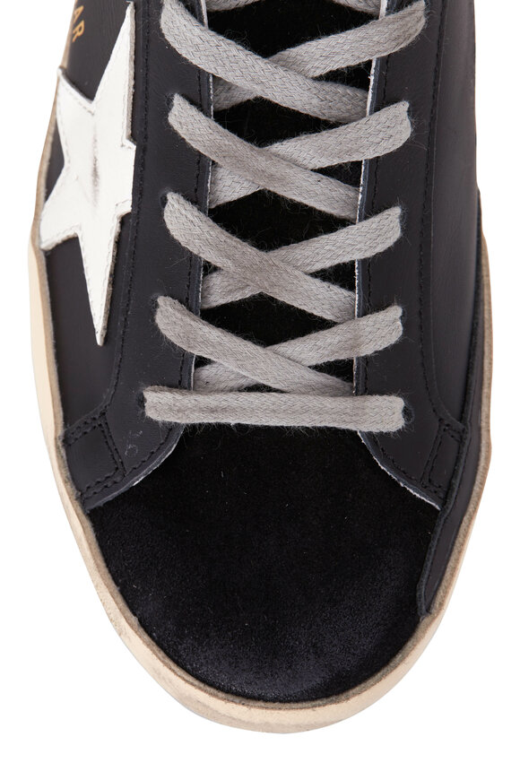 Golden Goose - Super-Star Black Leather Glitter Heel Sneaker