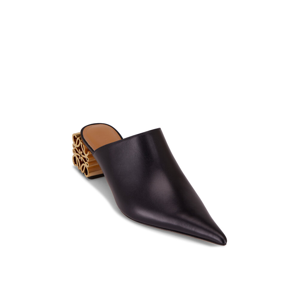 Loewe - Black Leather Anagram Heel Mule, 60mm | Mitchell Stores