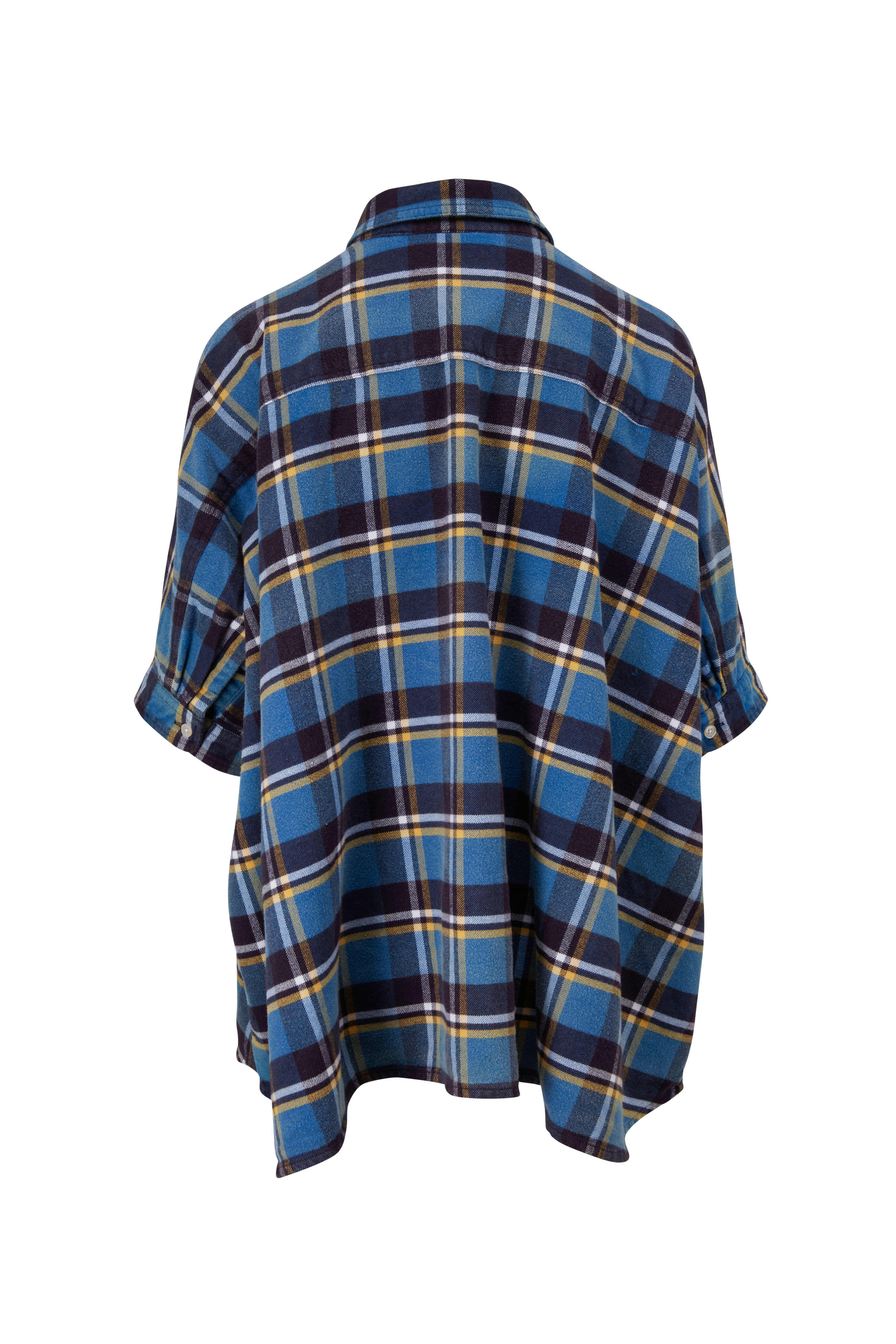 R13 - Oversize Blue Plaid Boxy Button Down Shirt