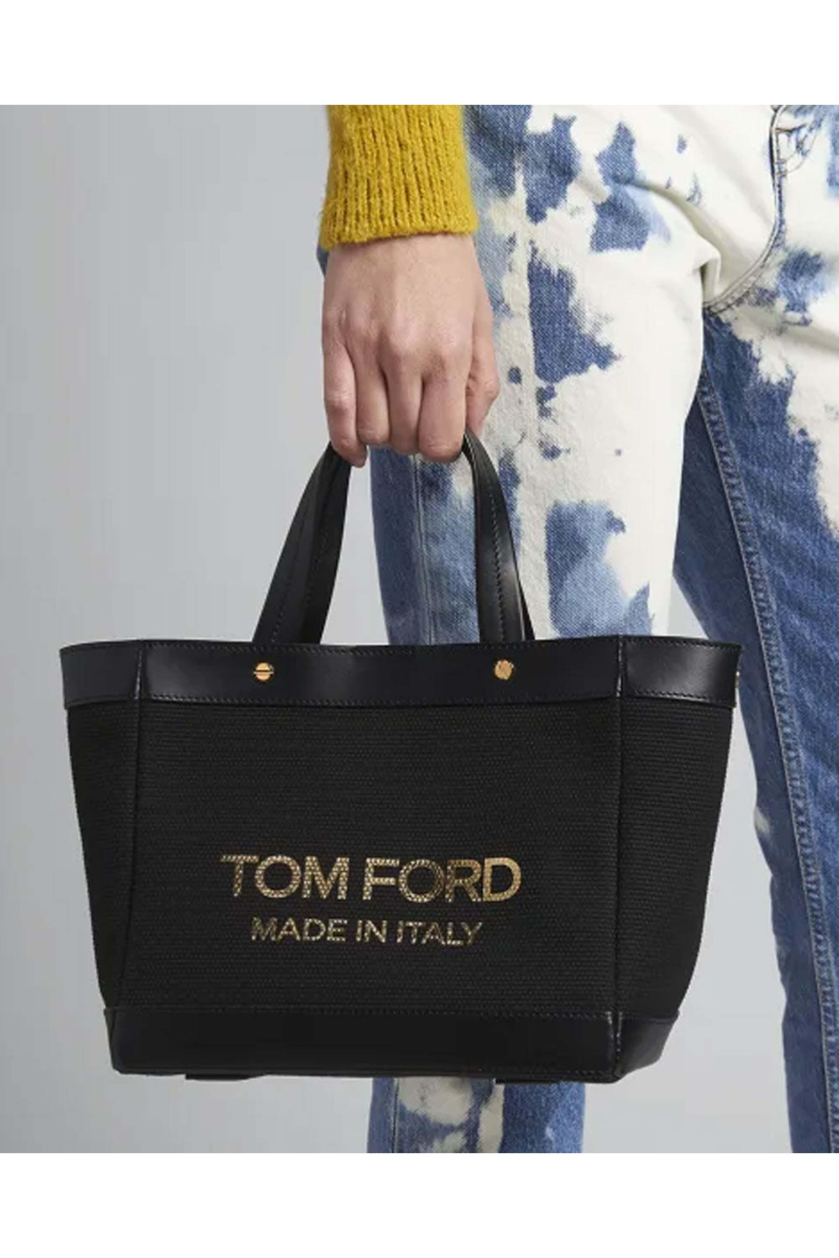 Tom Ford - Logo Print Canvas Tote in Black