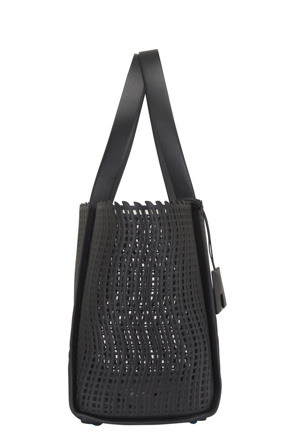 Akris Medium Alex Black Laser Cut Leather Tote - view 3