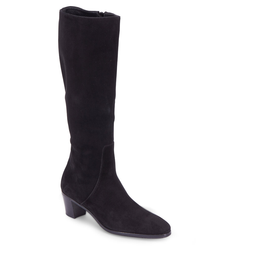 Gravati - Black Suede Tall Boot, 50mm | Mitchell Stores