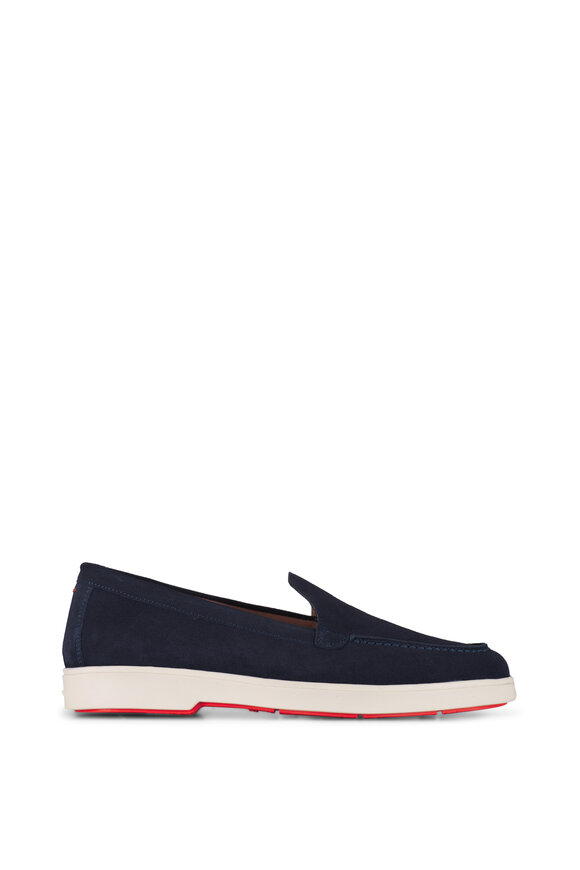 Santoni Yaltamoc Navy Suede Mocassin Loafer - view 2