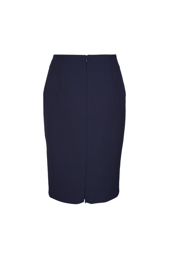 Akris Punto - Pebble Crepe Navy Blue Pencil Skirt