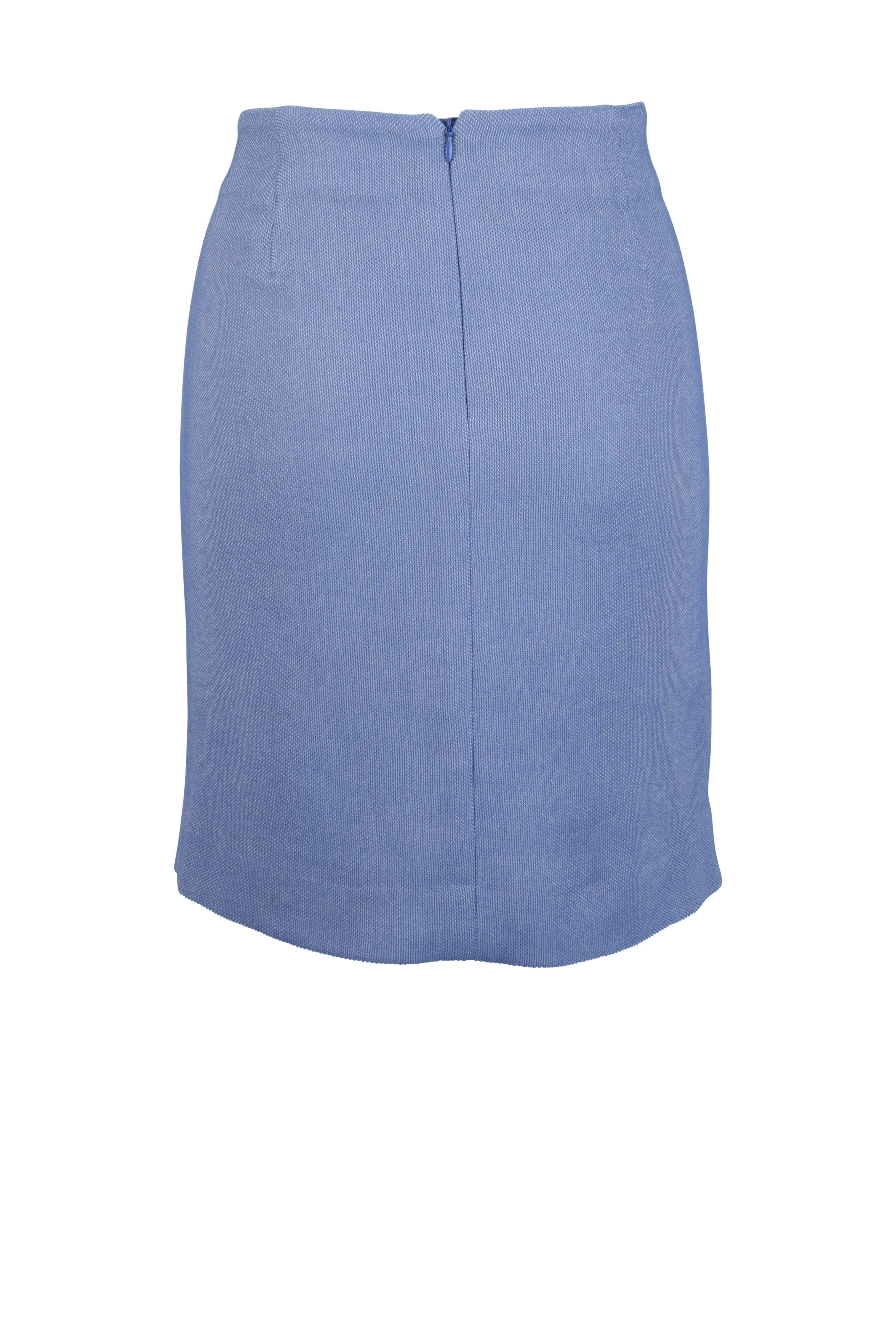 Akris - Periwinkle Wool Blend Piqué Skirt