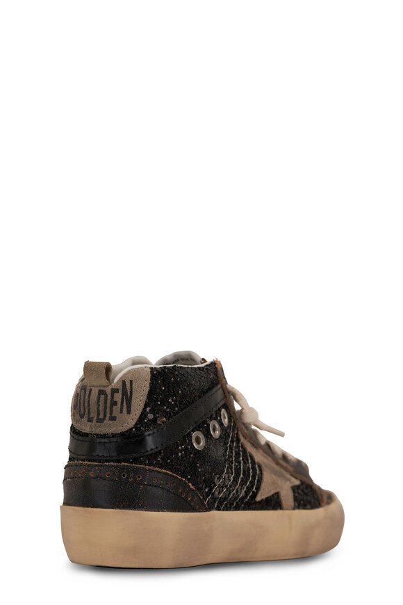 Golden Goose - Mid Star Black Glitter & Beige Star Sneaker