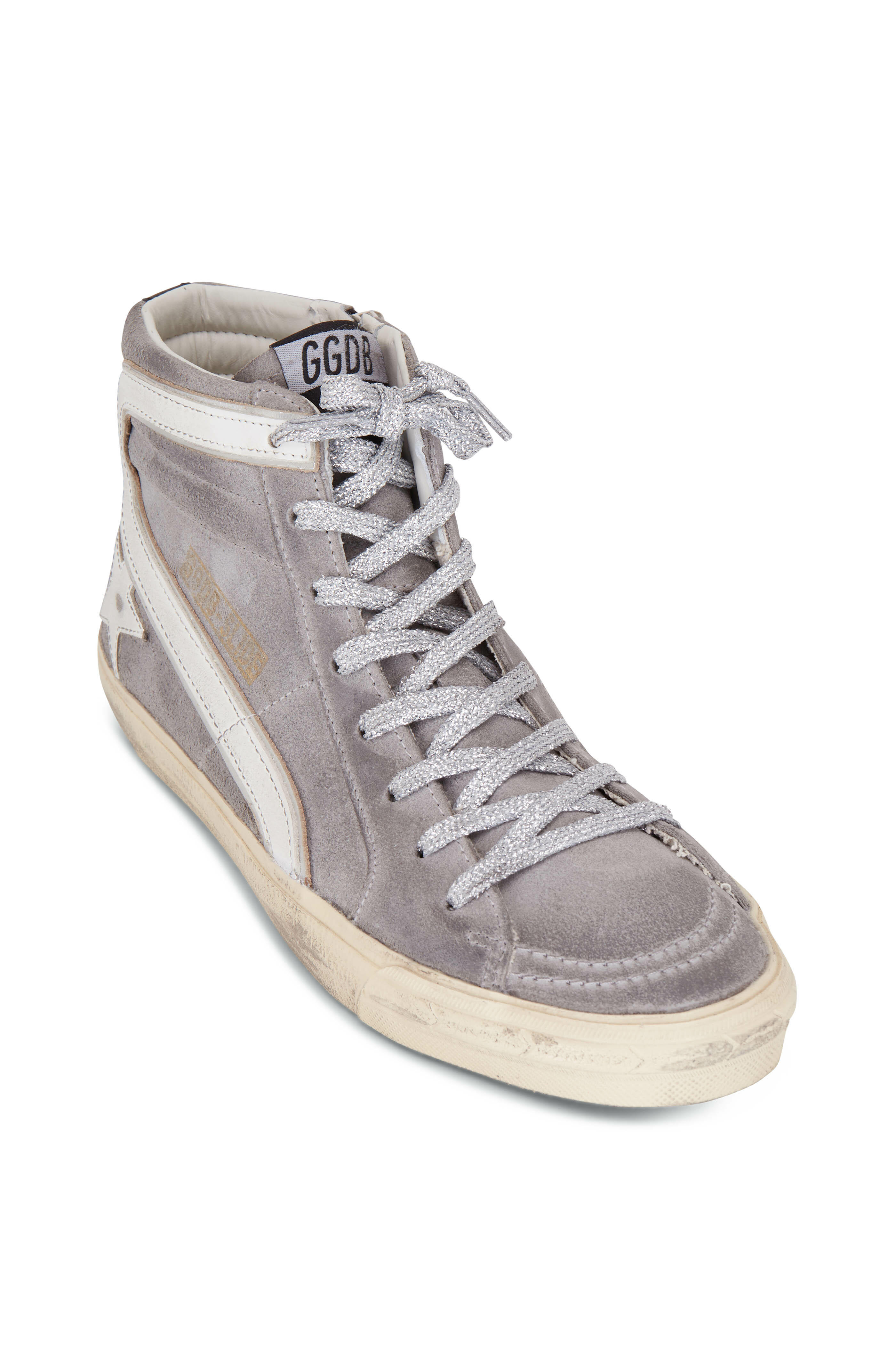 Golden - Slide Gray Suede Lace High Top Sneaker