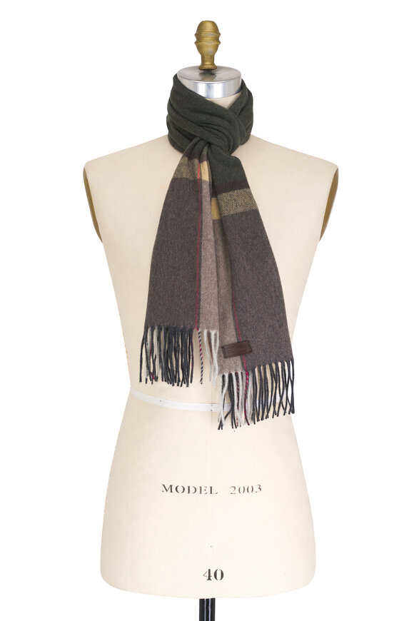 Canali Gray Colorblock Cashmere Scarf 