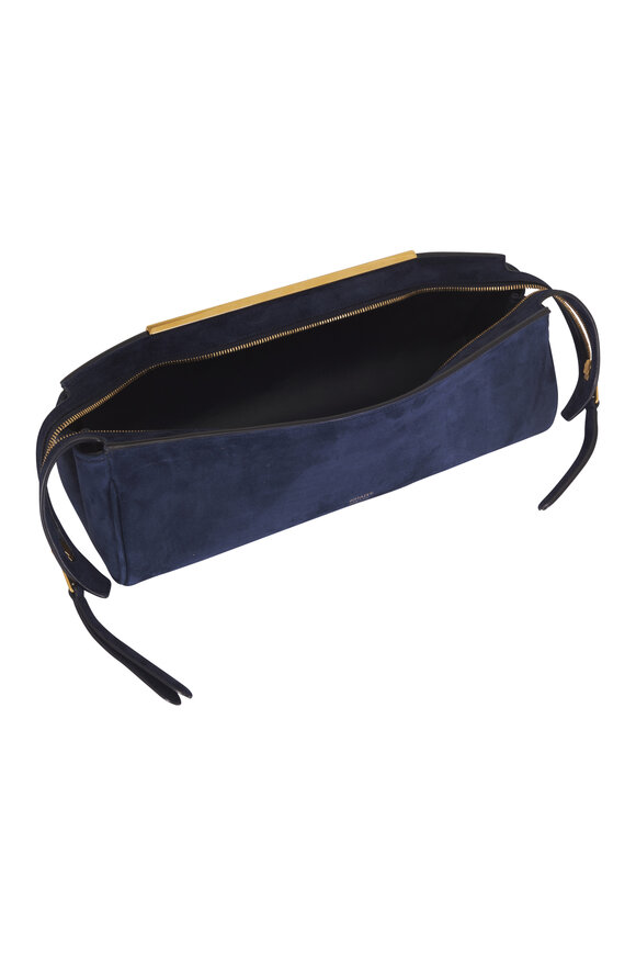 Khaite Donna Midnight Navy Suede Evening Clutch - view 5