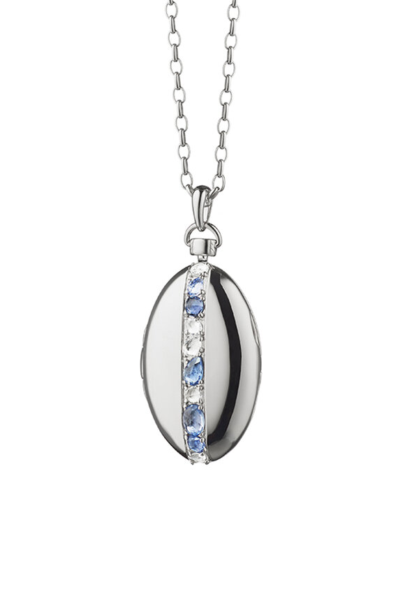 Monica Rich Kosann - Silver Sapphire Striped Locket Necklace