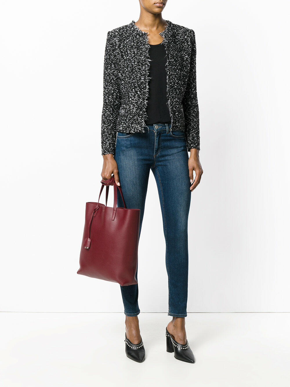 Saint Laurent - Burgundy Leather Vertical Medium Tote