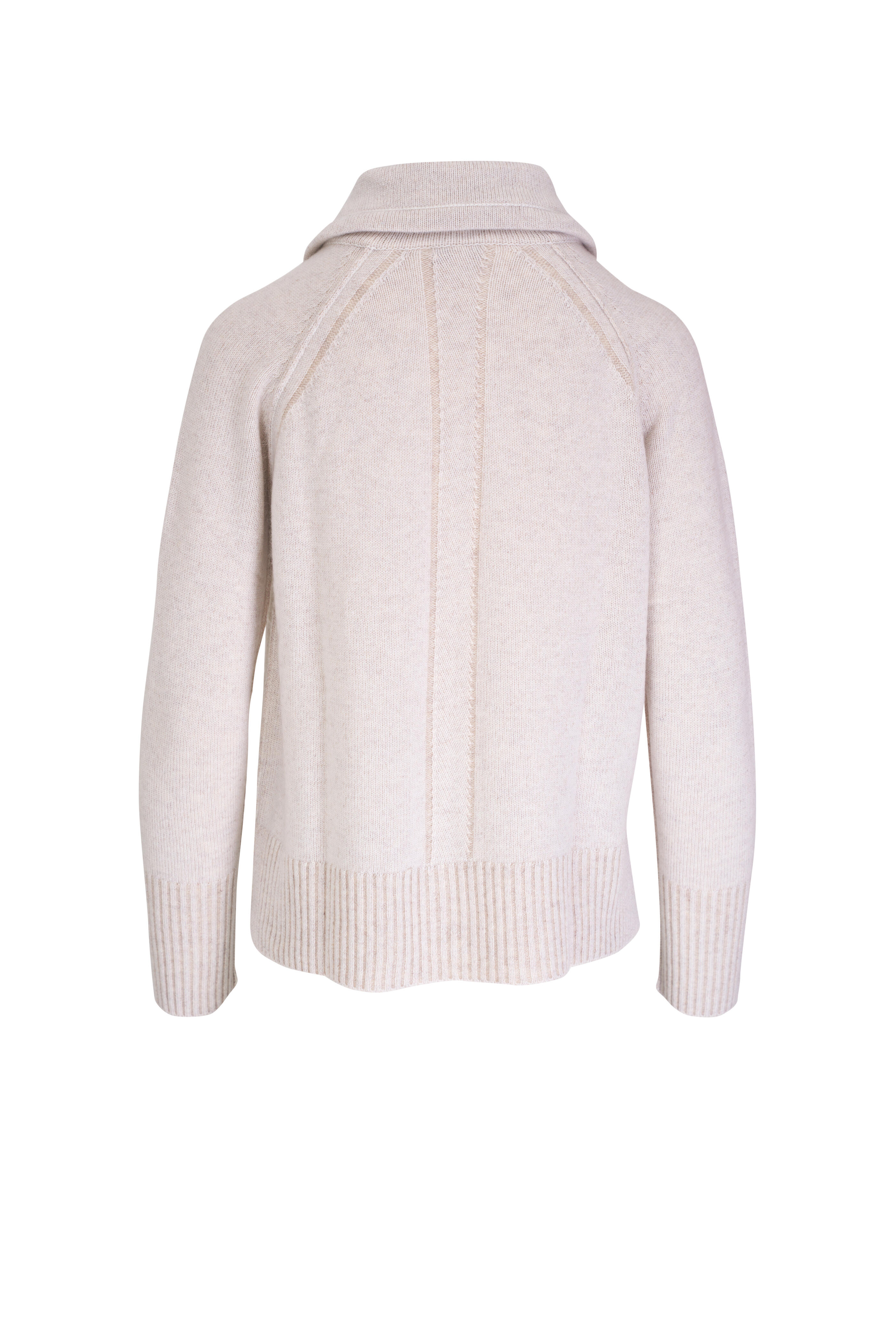 Kinross - Mushroom Plaited Drawstring Zip Cardigan