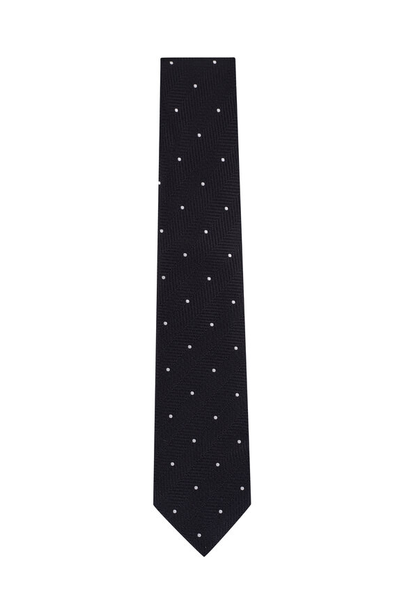 Tom Ford Black Duchesse Polka Dot Jacquard Silk Necktie