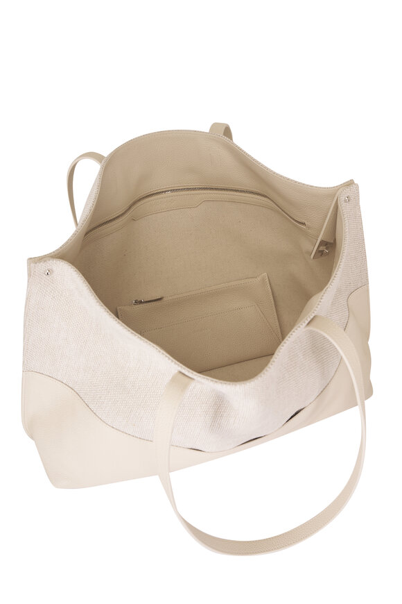 Akris Medium Ai Alabaster Linen & Leather Shoulder Tote - view 6