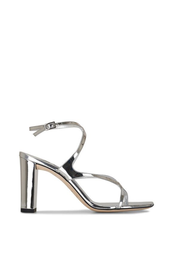 Jimmy Choo - Azie Silver Liquid Metal Leather Sandal, 85mm