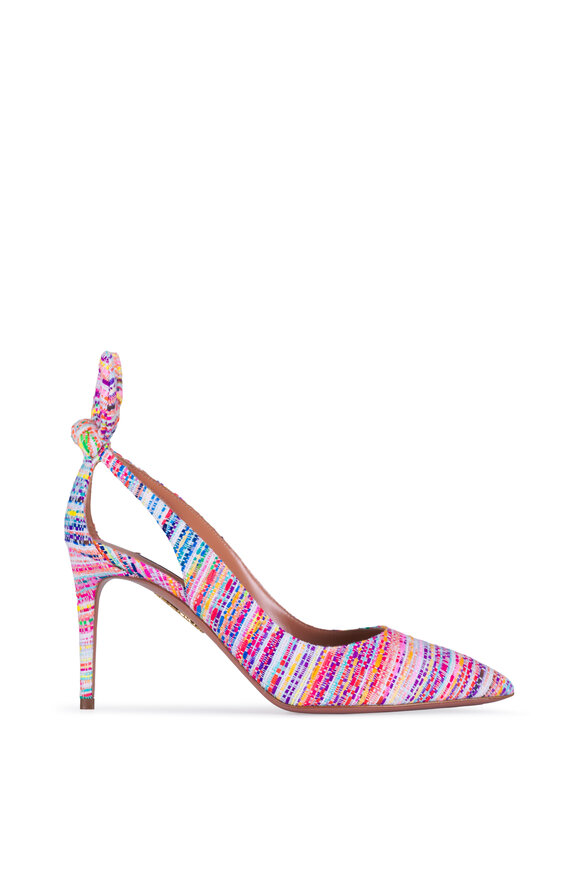 Aquazzura Bow Tie Multicolor Tweed Pump, 85mm - view 2