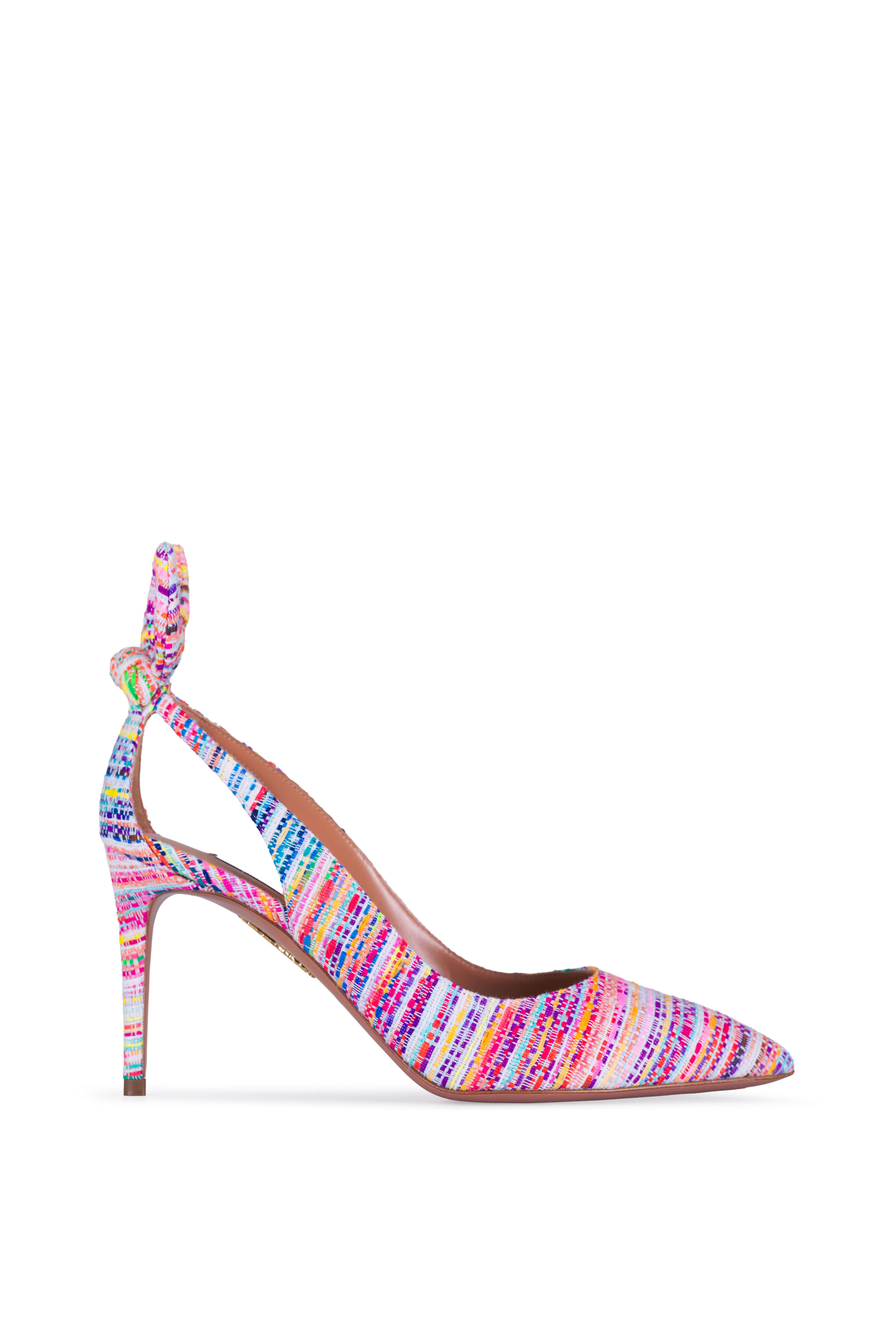 Aquazzura - Bow Tie Multicolor Tweed Pump, 85mm - view 2