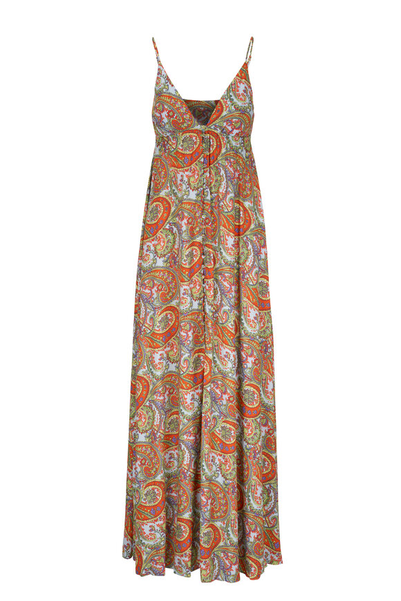 L'Agence - Stefani Light Blue Vintage Paisley Dress