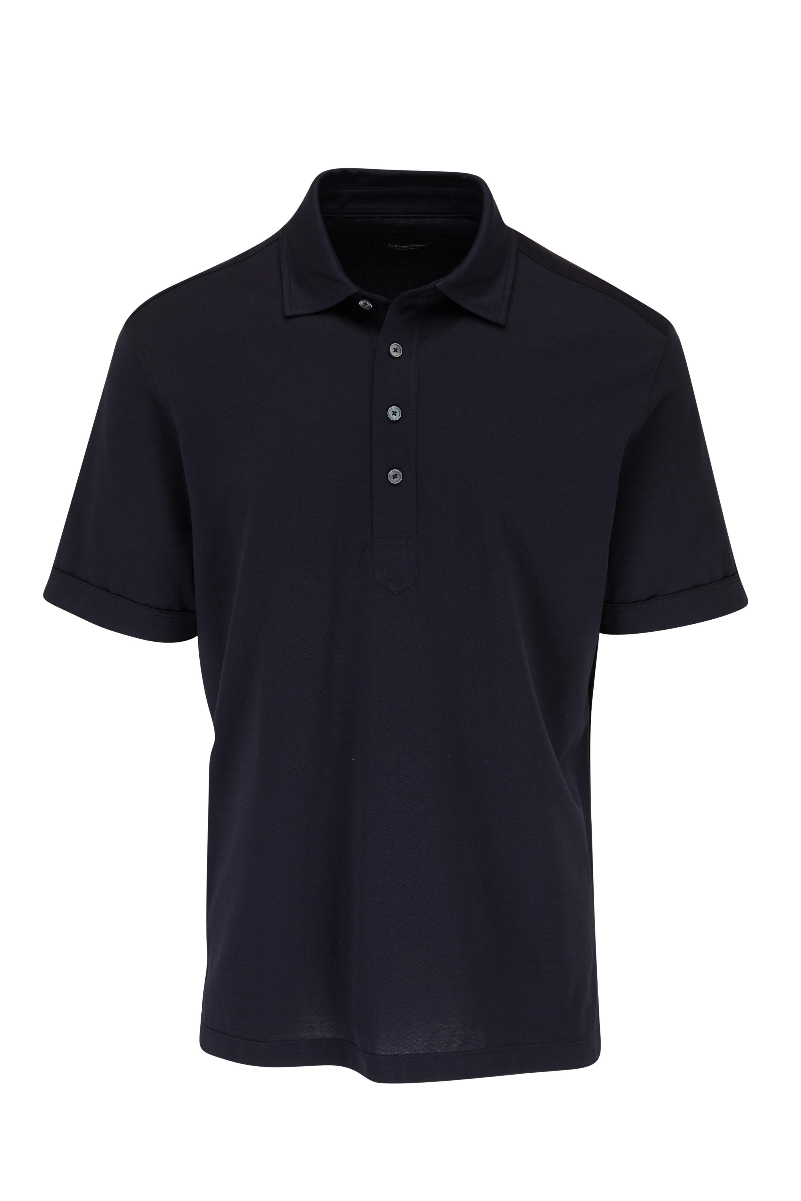 Zegna - Navy Short Sleeve Polo | Mitchell Stores