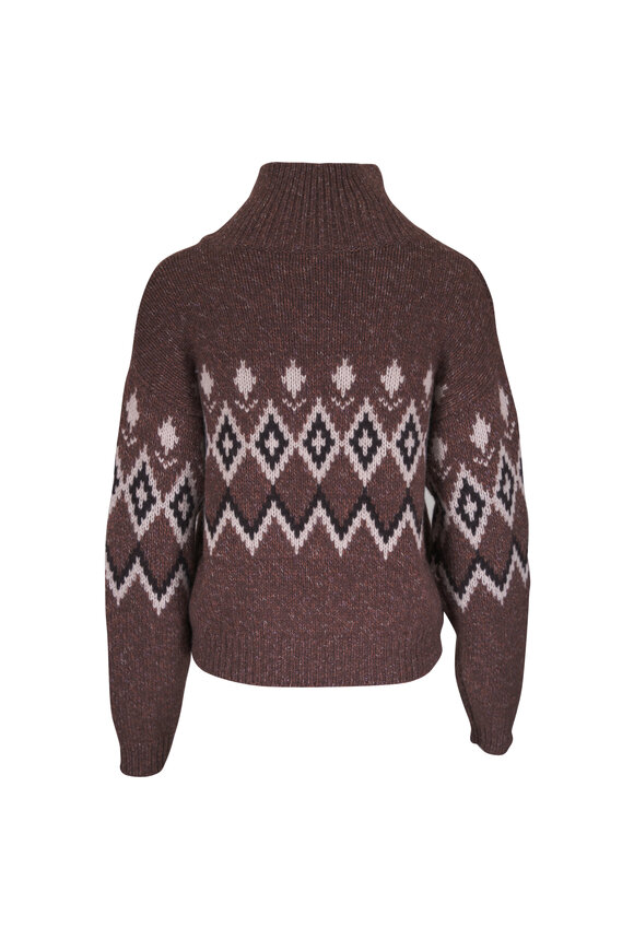 Lisa Yang Gudrun Dark Cocoa Jacquard Cashmere Sweater - view 4