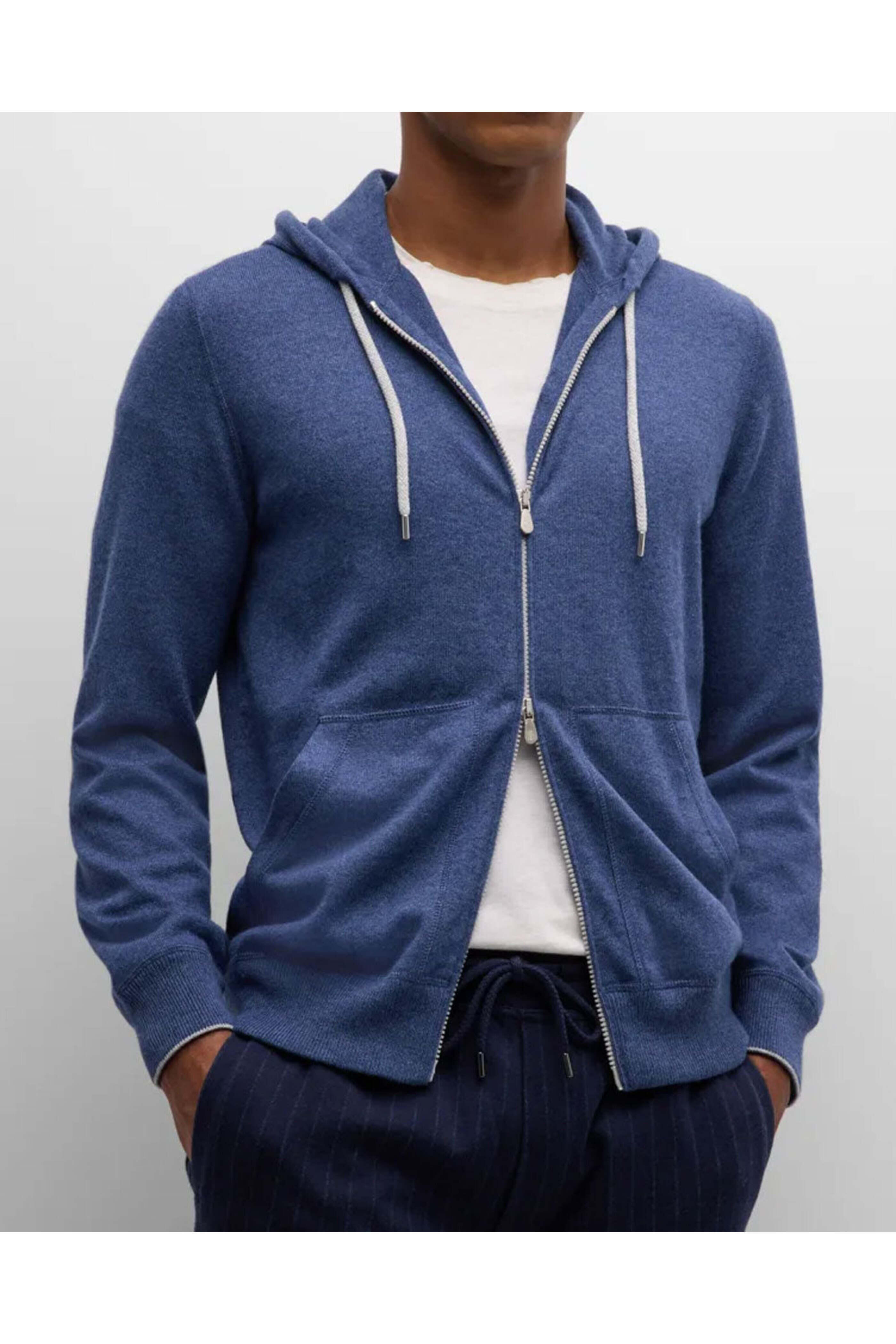 Brunello Cucinelli - Navy Cashmere Full Zip Hoodie