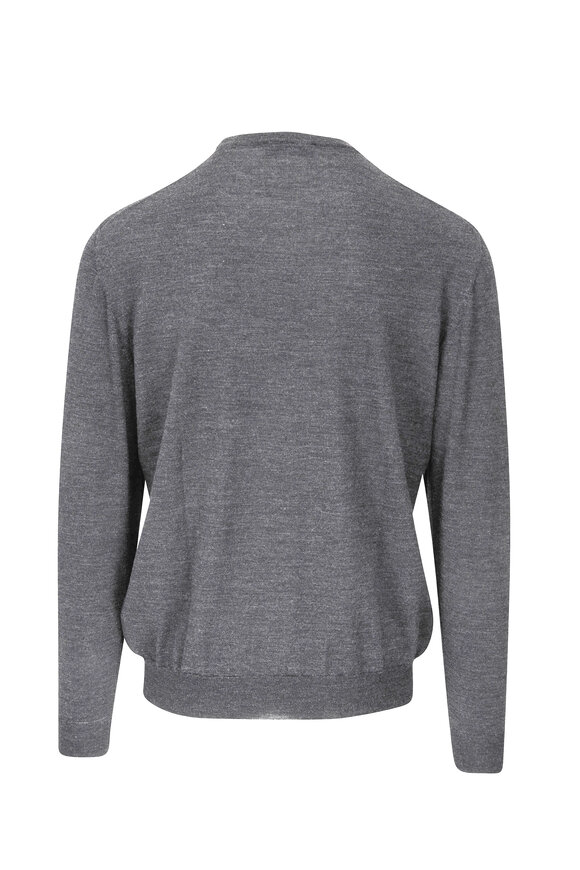 Fedeli Gray 140's Wool Crewneck Pullover - view 3